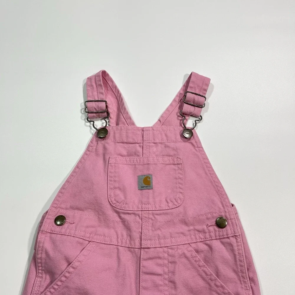 Carhartt Pink Bib Overalls Canvas Bibs Adjustable Straps Toddler Girls Size 3T